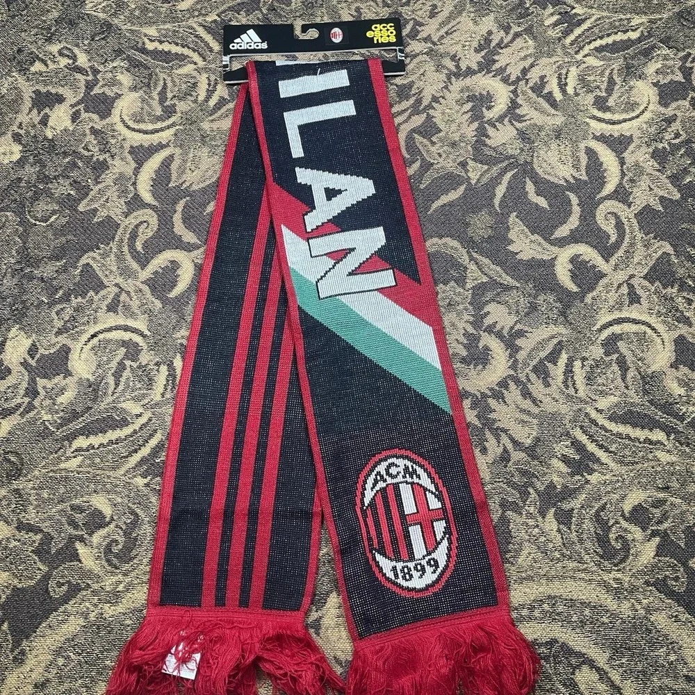 Adidas Serie A AC Milan Italy Flag Black Scarf New